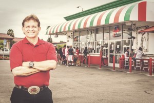 Our Story, Mike Abeyta, owner of Joe's Italian Ice in front of the Anaheim store